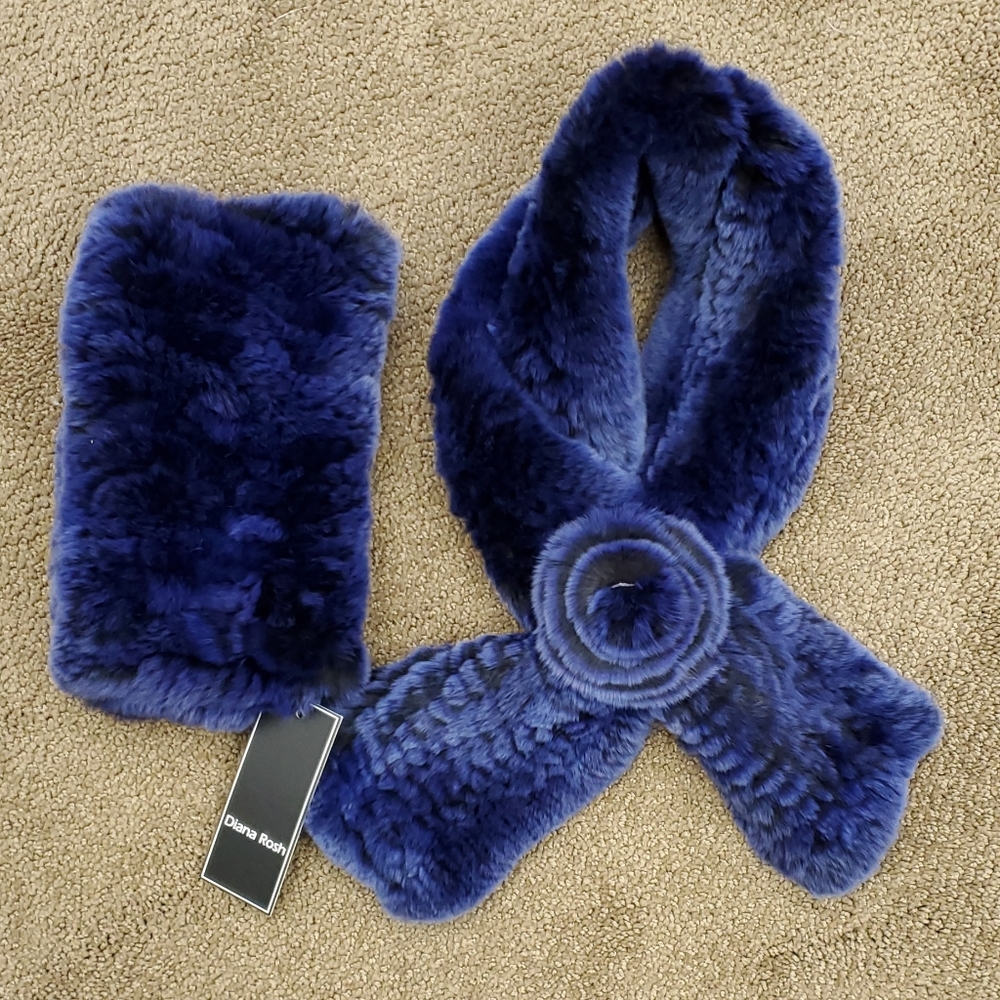 Rex Rabbit Fur Scarf and Headband Set